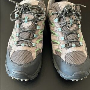 Gray and Green Hiking Shoes